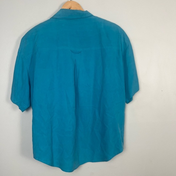 Vintage Adam Douglass Adrianna Papell 100% silk 1980s Blue Neon Detail size S - Picture 6 of 7